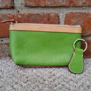 Dooney Bourke small bright green zipper pouch